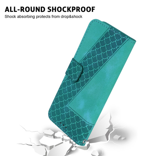 OPPO Reno10 5G Global/Reno10 Pro Global 7-shaped Embossed Leather Phone Case - Green